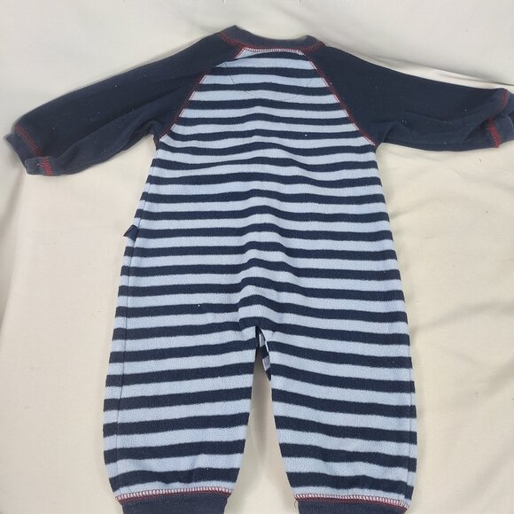 Carters Boy's Infant Blue Long Sleeve Fleece One Piece "Trains" Size 12 Months - Picture 3 of 4